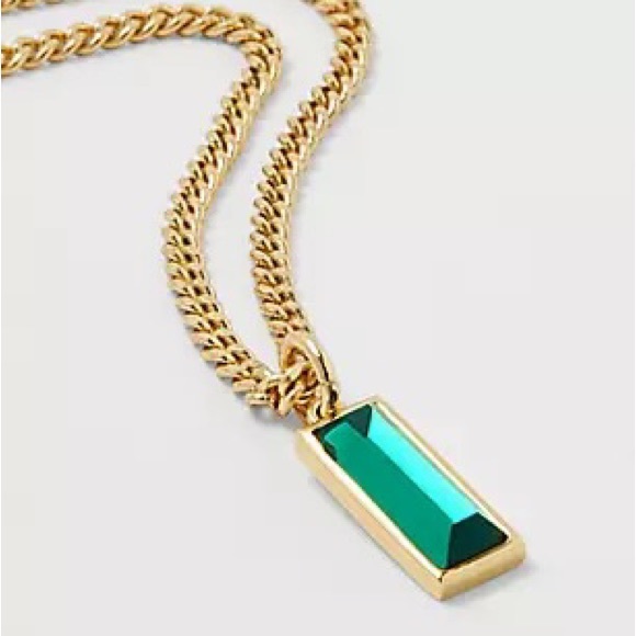NWT Emerald Cut Crystal Pendant Necklace by Ann Taylor - Picture 1 of 6